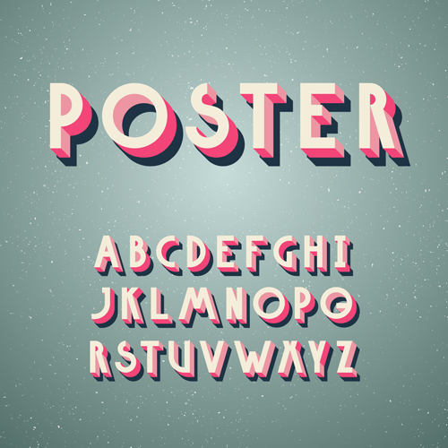 3D poster alphabets font vector 02