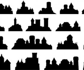 Ancient castle silhouetter vector 01