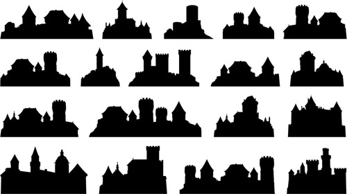 Ancient castle silhouetter vector 01