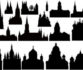 Ancient castle silhouetter vector 02