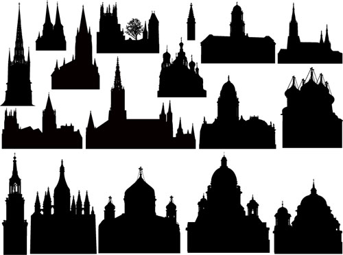 Ancient castle silhouetter vector 02