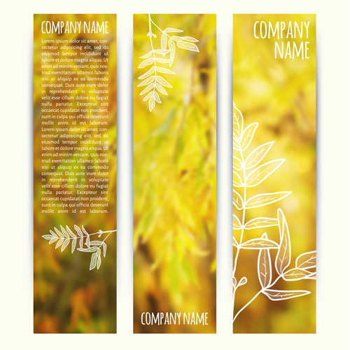 Autumn elements with blurs banner vector 01