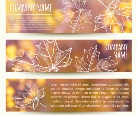 Autumn elements with blurs banner vector 02
