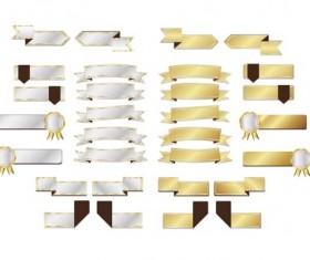 Banner white with golden ribbons vector