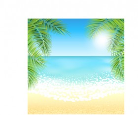 Beach with sea scenery vector design 03