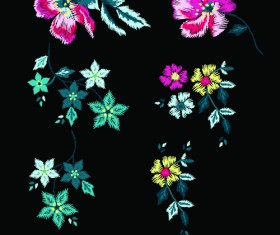 Beautiful embroidery flower design vector 01