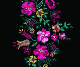 Beautiful embroidery flower design vector 02