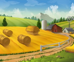 Beautiful rural landscapes vector material 01