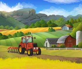 Beautiful rural landscapes vector material 02