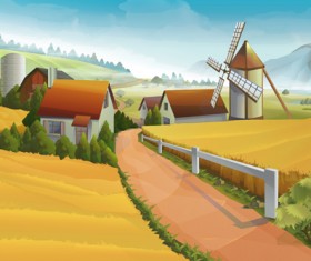 Beautiful rural landscapes vector material 03