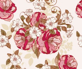 Beautiful seamless flowers pattern vectors material 02