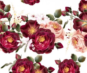 Beautiful seamless flowers pattern vectors material 03