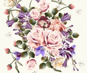 Beautiful seamless flowers pattern vectors material 04