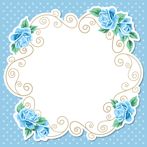 Blue flower with vintage card vector