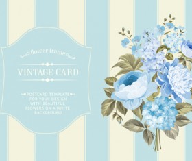 Blue flower with vintage card vectors graphics