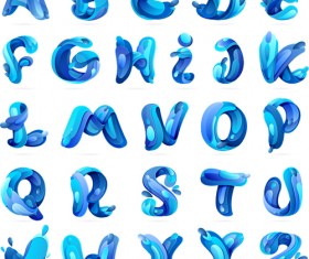 Blue water alphabets vector
