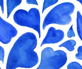 Blue watercolor heart seamless pattern vector