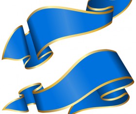 Blue with golden ribbons vector material 02