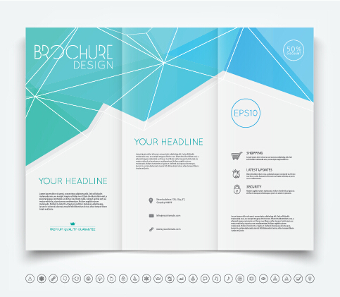 Brochure tri-fold cover template vectors design 01