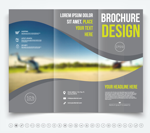 Brochure tri-fold cover template vectors design 07