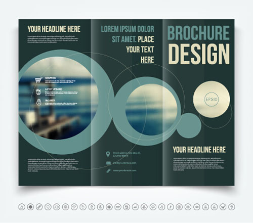 Brochure tri-fold cover template vectors design 09