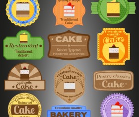 Cake badges with labels vintage vector
