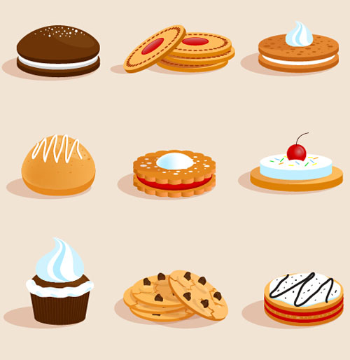 Cake with biscuit vectors