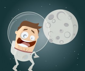 Cartoon astronauts with outer space vector 02