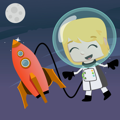 Cartoon astronauts with outer space vector 04