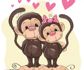 Cartoon character with love vector material 01