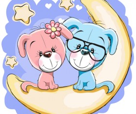 Cartoon character with love vector material 02