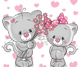 Cartoon character with love vector material 05