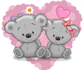 Cartoon character with love vector material 06