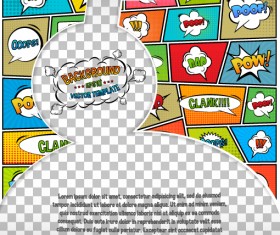 Cartoon speech bubbles with background template vector 01