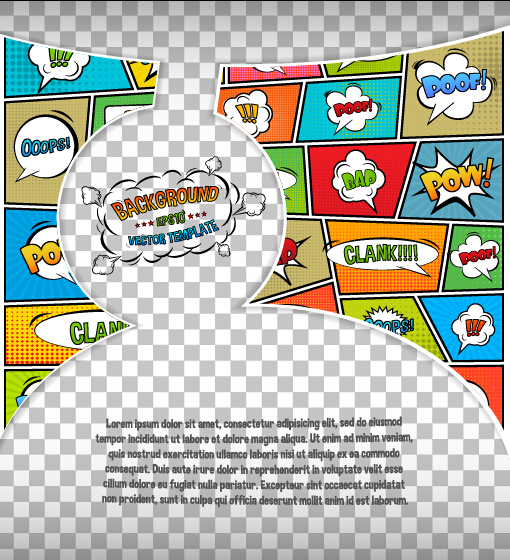 Cartoon speech bubbles with background template vector 01