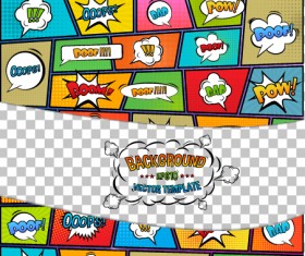 Cartoon speech bubbles with background template vector 03