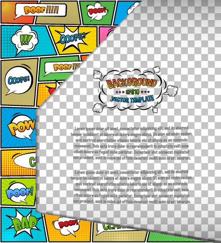 Cartoon speech bubbles with background template vector 04