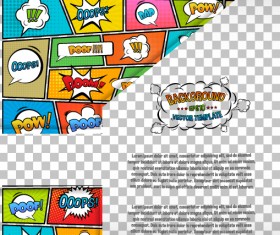 Cartoon speech bubbles with background template vector 06.