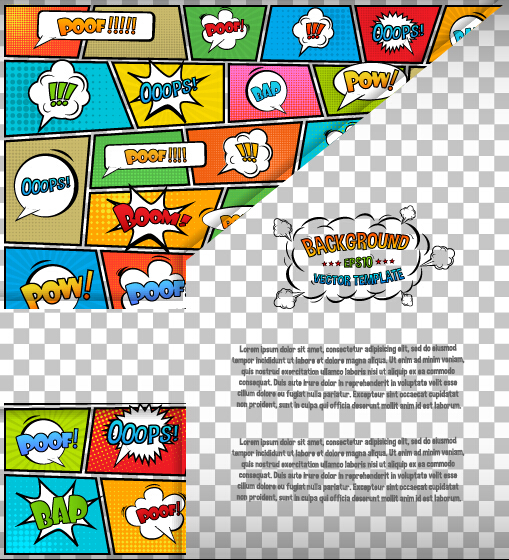 Cartoon speech bubbles with background template vector 06.