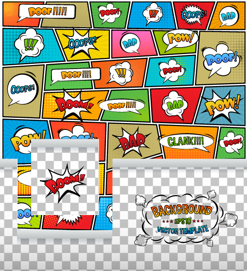 Cartoon speech bubbles with background template vector 08