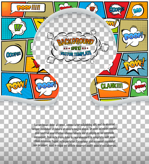 Cartoon speech bubbles with background template vector 09