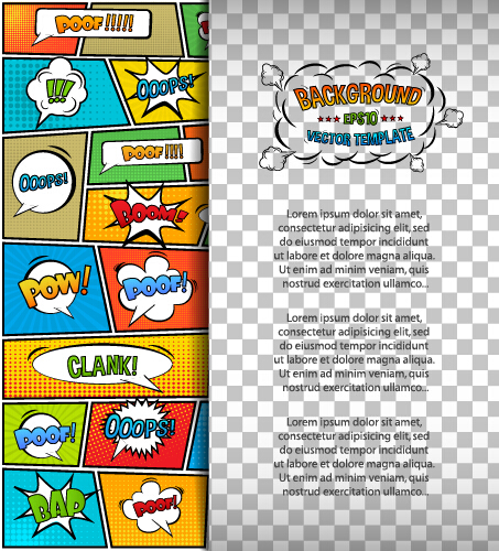 Cartoon speech bubbles with background template vector 11