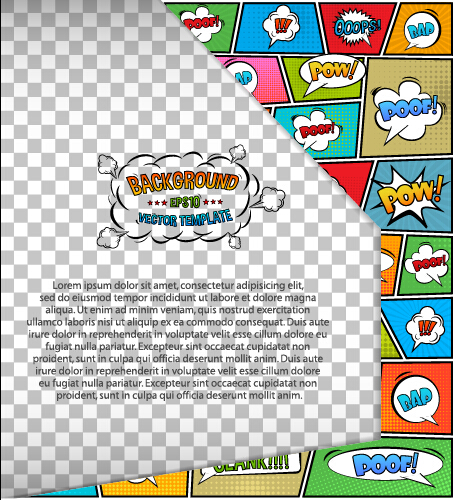 Cartoon speech bubbles with background template vector 14