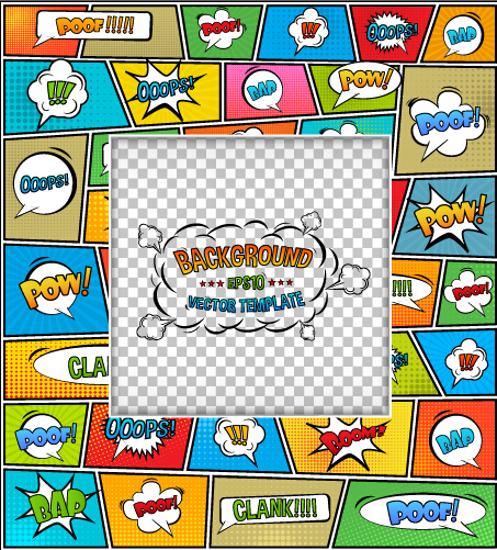 Cartoon speech bubbles with background template vector 18