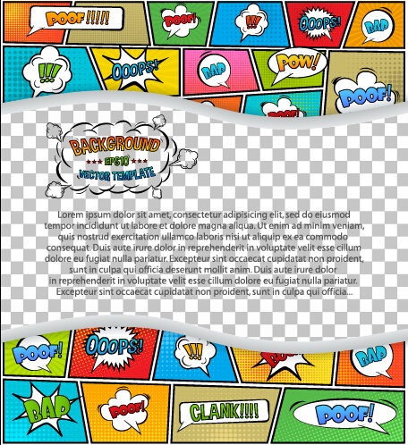 Cartoon speech bubbles with background template vector 20