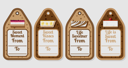 Cheesecake tags vector material