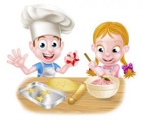Children cooking design vector 01
