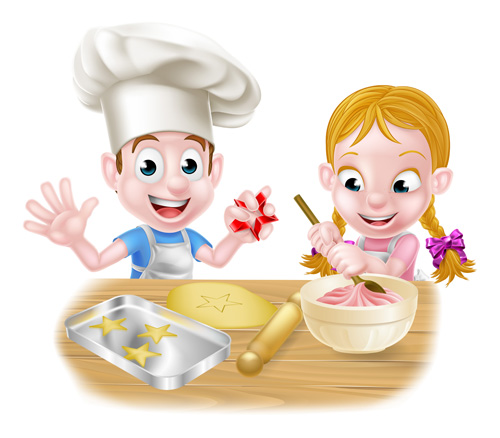 Children cooking design vector 01