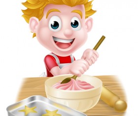 Children cooking design vector 02
