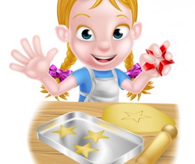 Children cooking design vector 03